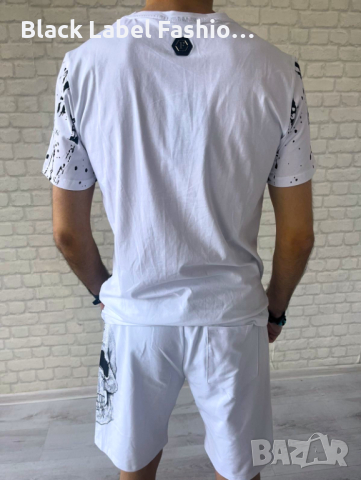 Мъжки комплект-тениска с къси панталони в бяло, снимка 2 - Спортни дрехи, екипи - 44941912