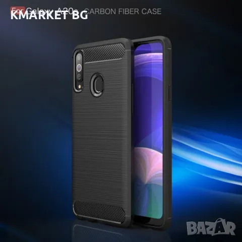 Samsung Galaxy A20s Удароустойчив Carbon Fiber Калъф и Протектор, снимка 4 - Калъфи, кейсове - 48546192