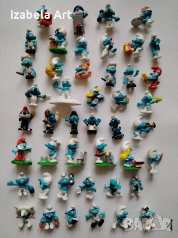 45бр фигури Kinder СМЪРФОВЕ/стари Киндер играчки от шоколадови яйца