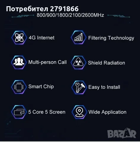 KKBSTR 4G усилвател GSM 5-лентов 800/900/1800/2100/2600MHz, снимка 3 - Други - 48100799