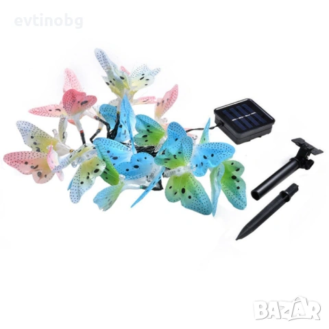 Верига от LED лампички за градината  с пеперуди, 12 лампи, снимка 3 - Градински мебели, декорация  - 53857943