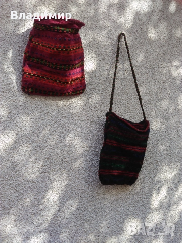 Автентични български фолклорни вещи: битови торбички, люлка/цедилка и черга/пътека, снимка 2 - Антикварни и старинни предмети - 52211375