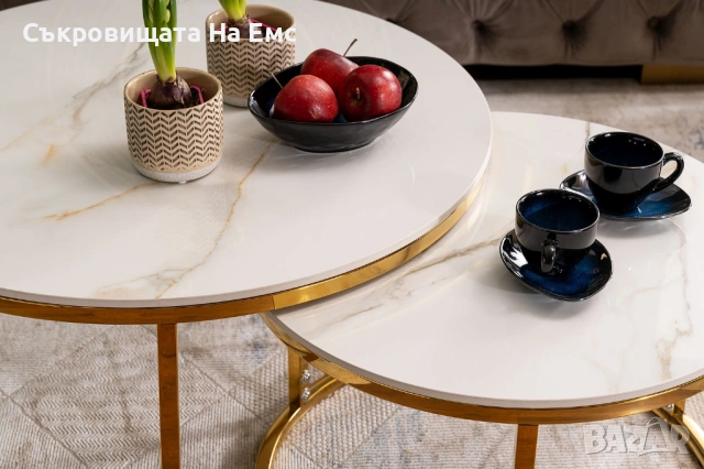 Комплект 2броя Холни маси Дион/ Dion Ефект бял мрамор  , снимка 3 - Маси - 53711575