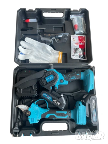 Комплект от Акумулаторна лозарска ножица и акумулаторен верижен трион с 15 см шина KraftRoyal