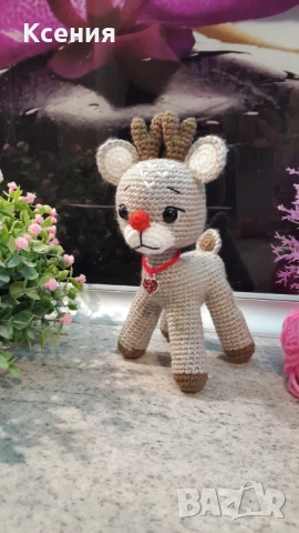 Плетена играчка Елен, Плетени, ръчно изработени, Подарък за Коледа, снимка 2 - Плюшени играчки - 51949320