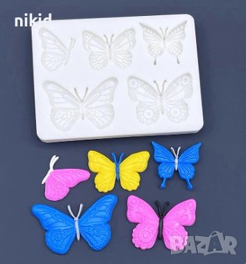 5 вида пеперуди пеперуда силиконов молд форма фондан шоколад декор украса, снимка 1 - Форми - 45318885