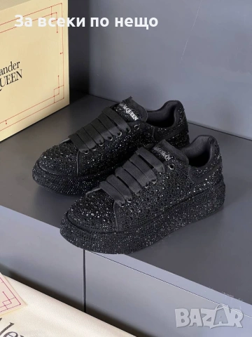 Alexander McQueen Дамски Черни Блестящи Маратонки👟Дамски Спортни Обувки В Черен Цвят Код E1290