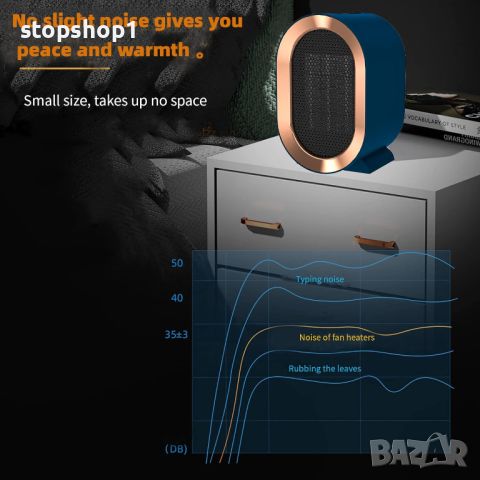 1200W преносим керамичен нагревател с вентилатор, 2 режима, безопасен, енергоспестяващ, тих, многокр, снимка 5 - Отоплителни печки - 46673300