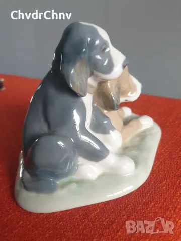 НАО ЛАДРО испанска порцеланова фигура на кученца/NAO Lladro spaniels статуетка 11см, снимка 2 - Колекции - 47065801