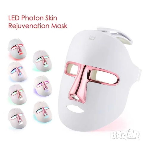 БЕЗЖИЧНА LED маска за лице за светлинна терапия, Маска анти ейдж, акне, снимка 3 - Козметични уреди - 52196097