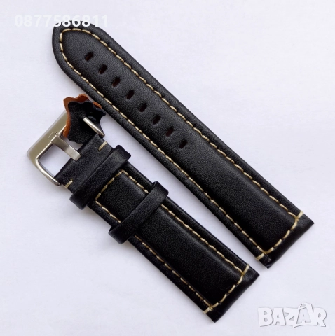 НОВА КАФЯВА КОЖЕНА КАИШКА ОБШИТА С БЯЛ ШЕВ/КОНЕЦ. ЛУКСОЗНИ КОЖЕНИ КАИШКИ ЗА ЧАСОВНИЦИ С БЯЛ ТИГЕЛ., снимка 15 - Каишки за часовници - 51612183