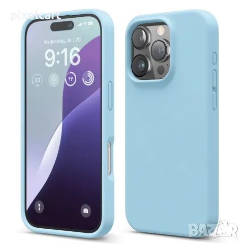 Силиконов калъф Silicone Lite за iPhone 16 Pro, Светло син, снимка 1 - Калъфи, кейсове - 47902161