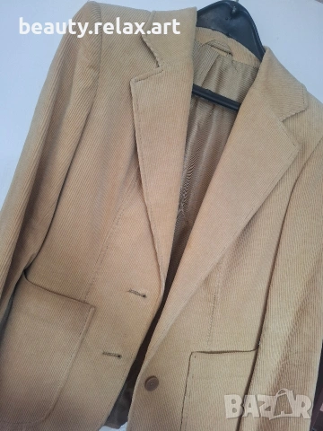 Стилно дамско сако от рипсено кадифе (цвят карамел), снимка 3 - Якета - 53688340