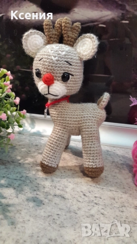 Плетена играчка Елен, Плетени, ръчно изработени, Подарък за Коледа, снимка 4 - Плюшени играчки - 51949320