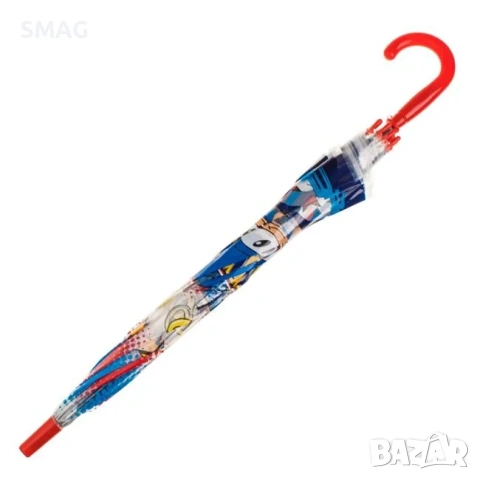 Детски син прозрачен чадър "Sonic" автоматичен_1242381, снимка 3 - Чадъри - 54298514