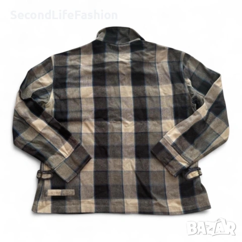 Мъжка карирана риза с цип, винтидж, G-Star Raw, вълна и акрил размер L, снимка 6 - Ризи - 53047077