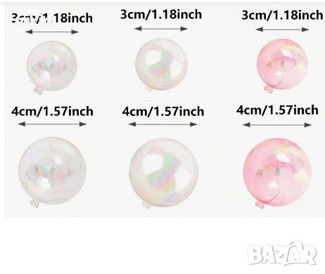 Прозрачна седефена топка топки седеф прозрачни пластмасова за декорация украса торта, снимка 2 - Други - 26727748