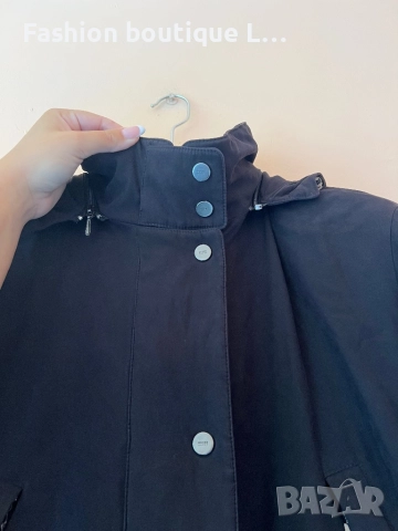 Дълго черно зимно яке с качулка и много джобове М размер с ластик в талията който се стяга 🖤, снимка 9 - Якета - 52401596