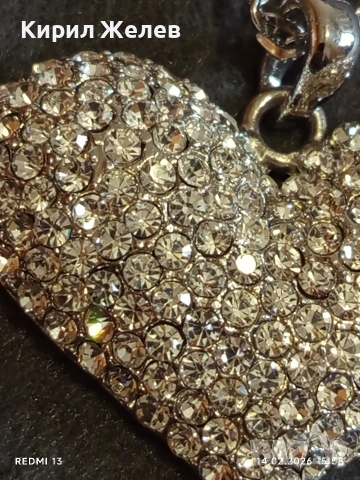 Дамско колие с висулка във формата на сърце ❤️ инкростирано с блестяши кристали 21324, снимка 3 - Колиета, медальони, синджири - 53476446