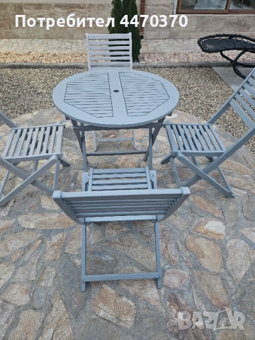 Градински комплект 5 части естествено дърво