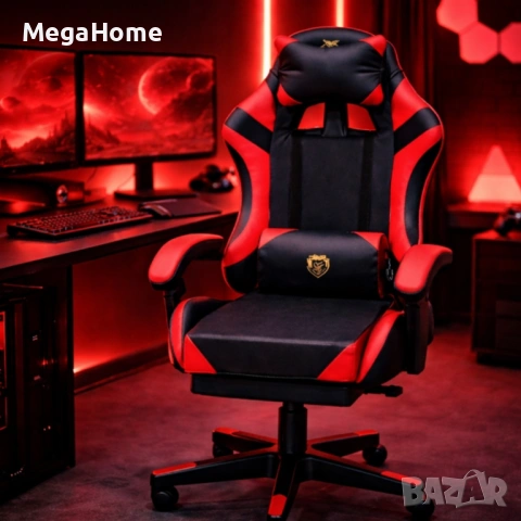 Геймърски стол Primaveo с Масажна функция, Прибираща се поставка за крака и Възглавници, снимка 15 - Столове - 53449856