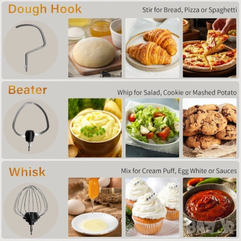 Планетарен миксер Dobbor 1500W двоен съд 2.5L + 3L, снимка 7 - Миксери - 54004401