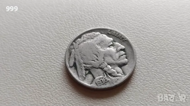 5 цента 1936 САЩ - Бъфало, Бизон, Индианска глава - №2, снимка 1