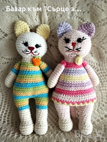 Плетени играчки - зайци и котки, снимка 10 - Плюшени играчки - 49876682