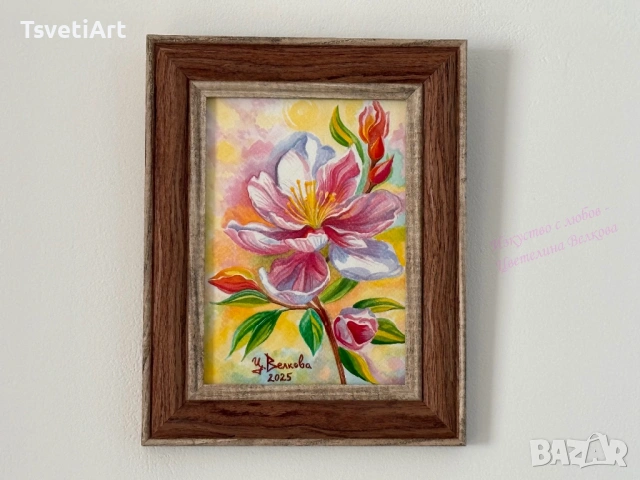 Оригинална картина – цвете – акварел – идея за подарък, снимка 3 - Картини - 53864921