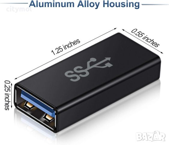USB 3.0 женски към женски адаптер, съединител за свързване на два мъжки USB, снимка 1 - Кабели и адаптери - 45465221