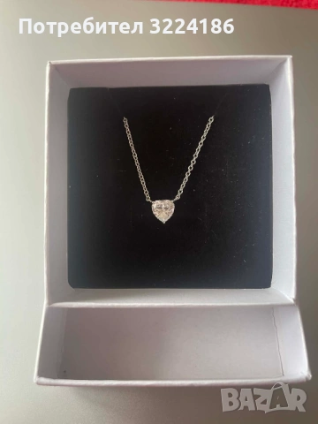 НОВО! Сребърно колие със сърце, снимка 3 - Колиета, медальони, синджири - 53938152