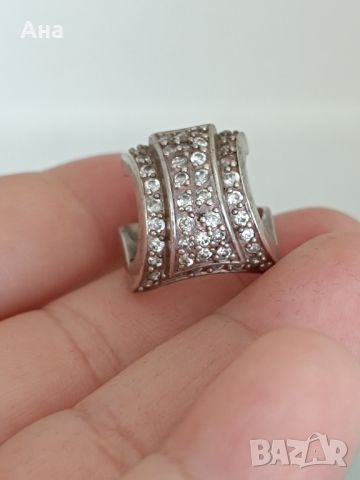 Красив сребърен пръстен с маркировка с циркони, снимка 2 - Пръстени - 46246367
