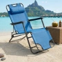 Сгъваем син шезлонг с възглавница - комфорт и релакс, снимка 2