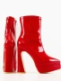 Боти на ток - червен лак - YSV1, снимка 1