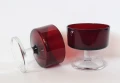 Френски сервиз чаши за мелба десерт шоколад тъмно червено стъкло , снимка 7
