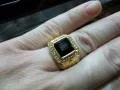Iced Cult Gold - Луксозен мъжки пръстен красив и стилен неръждаема стомана златен цвят златист !, снимка 1