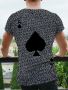 Мъжка тениска с къс ръкав,геометричен 3D принт с дизайн на Асо Пика, снимка 2
