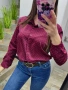 Дамска риза с камъчета цвят бордо, снимка 3