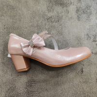 Елегантни детски обувки с токче в розово /Б79, снимка 2 - Детски обувки - 45448392