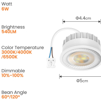 ALUSSO 6W LED крушки GU10 & MR16 с 50mm x 23mm монтаж за вграждане, 6 бр., снимка 3 - Лед осветление - 45069968