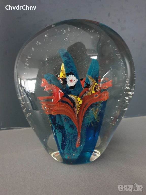 Murano стъклена фигура 18см-3кг/италианска декорация-аквариум от Мурано стъкло, снимка 1