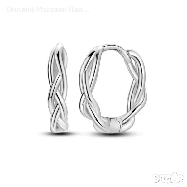Сребърни обеци халки 925 с усукан дизайн, снимка 1