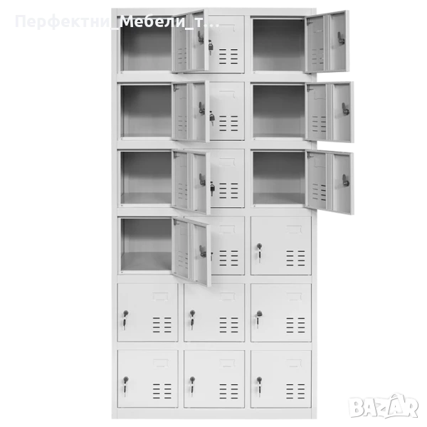 Метален шкаф с 18 отделения за ценности и лични вещи, снимка 1