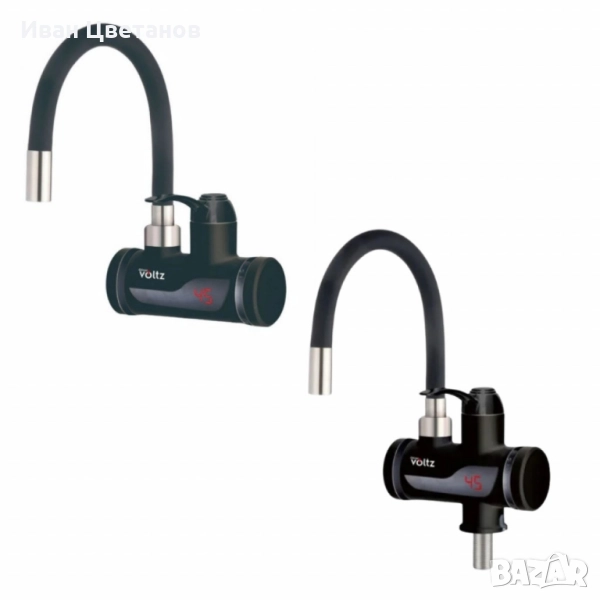 Нагревател за вода Voltz - За стена или плот, 3300W, Черен, снимка 1