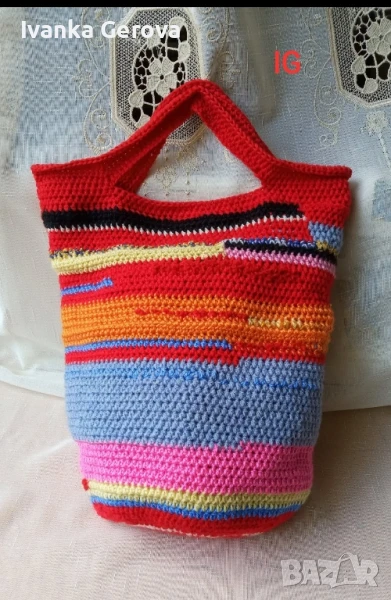 Ръчно плетена дамска чанта в стил Бохо, снимка 1