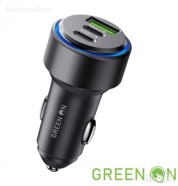 12V Зарядно за автомобил GREEN ON 2xPD 30W / QC 3.0 USB 18W / Черен / Баркод : 456349, снимка 1