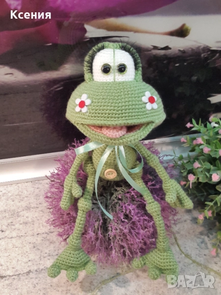 Плетена играчка Жаба, ръчно изработени, прекрасен подарък, снимка 1
