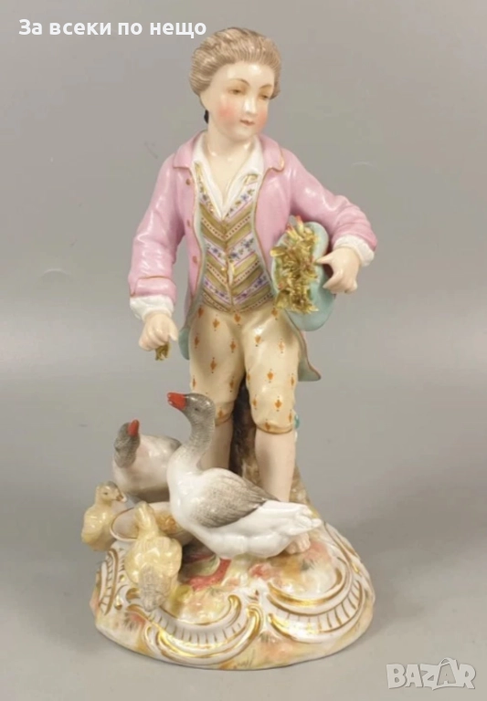 Volkstedt  Germany  Circa 1894  – Triebner Ens & Eckert “Boy with Geese” “Код P1734, снимка 1