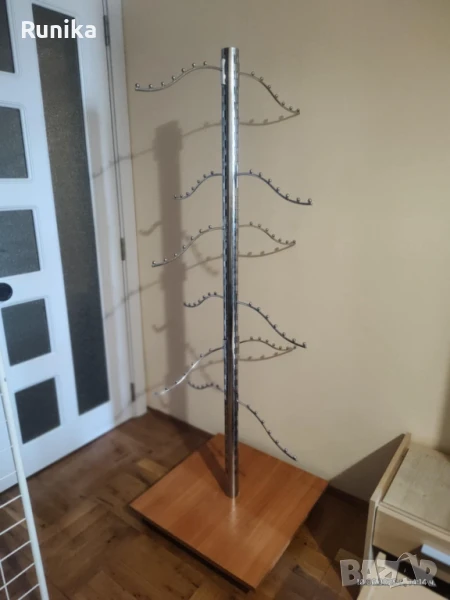 Търговски щендер на колела + хромирани куки, снимка 1