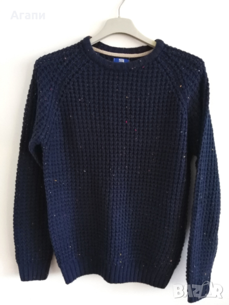 Мъжки пуловер Smith & Jones син чисто нов плетка размер S, снимка 1